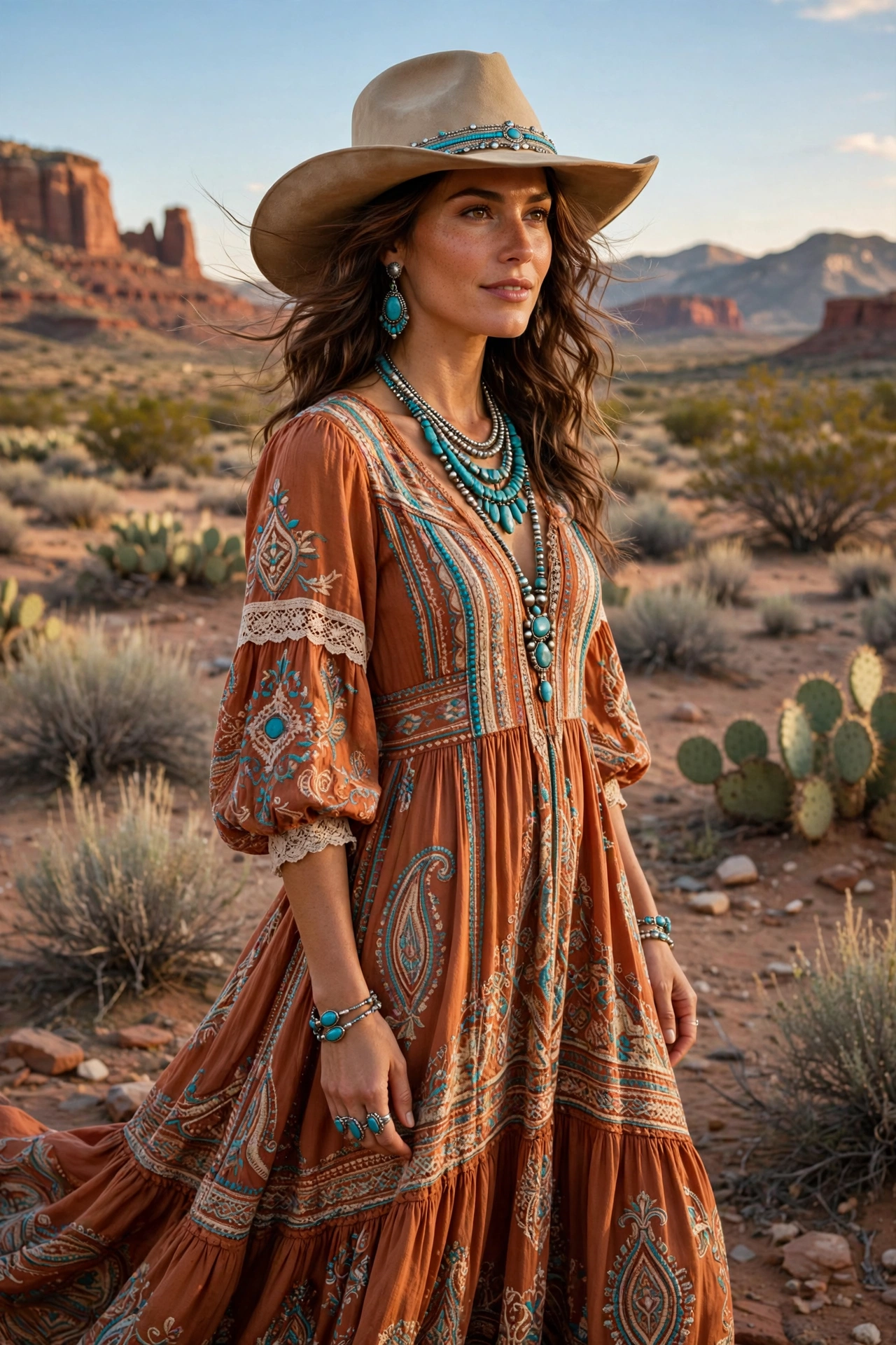 5. Boho-Style Western Maxi Dress