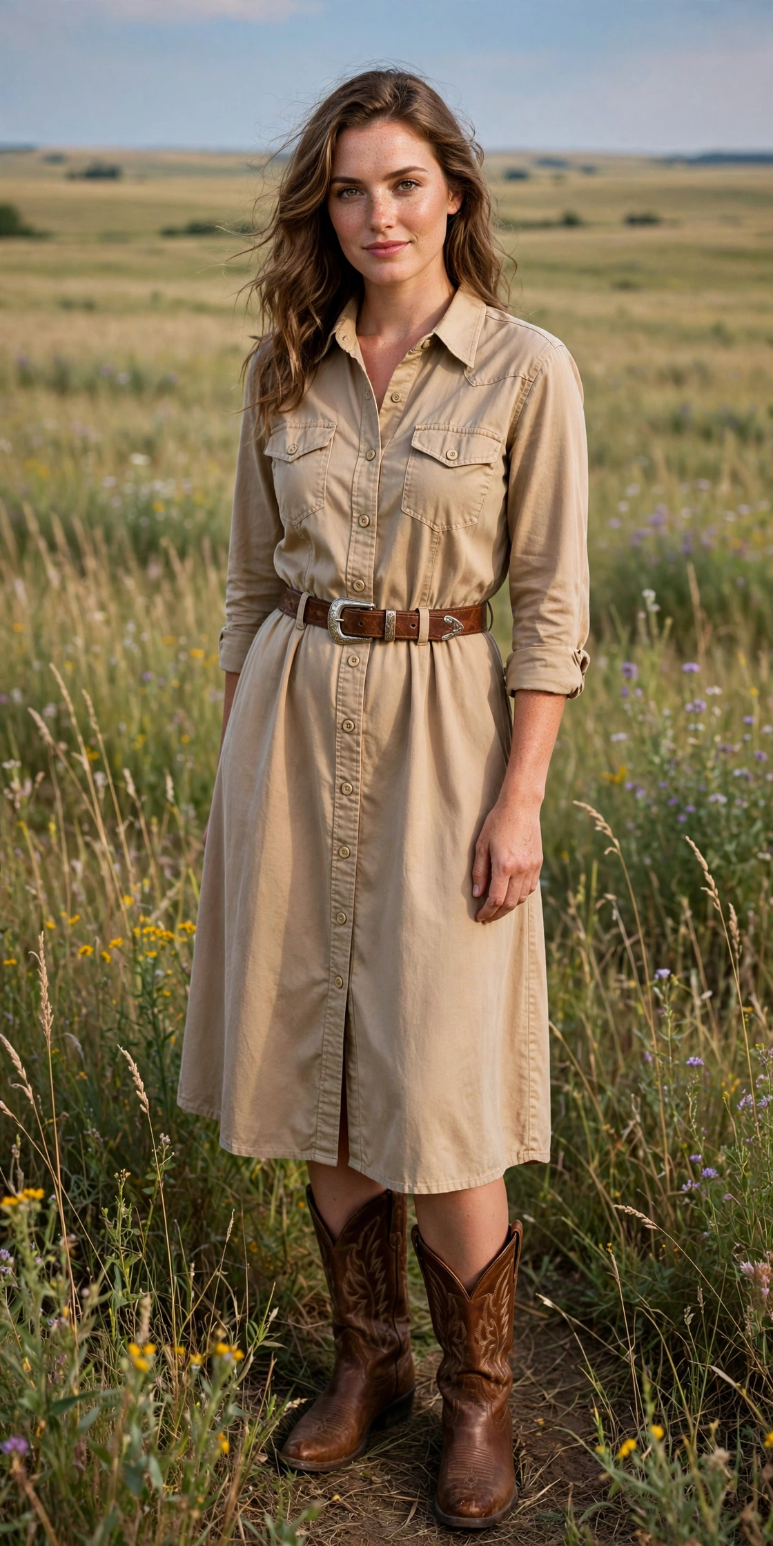 10. Western Style Shirt Dress with Boots