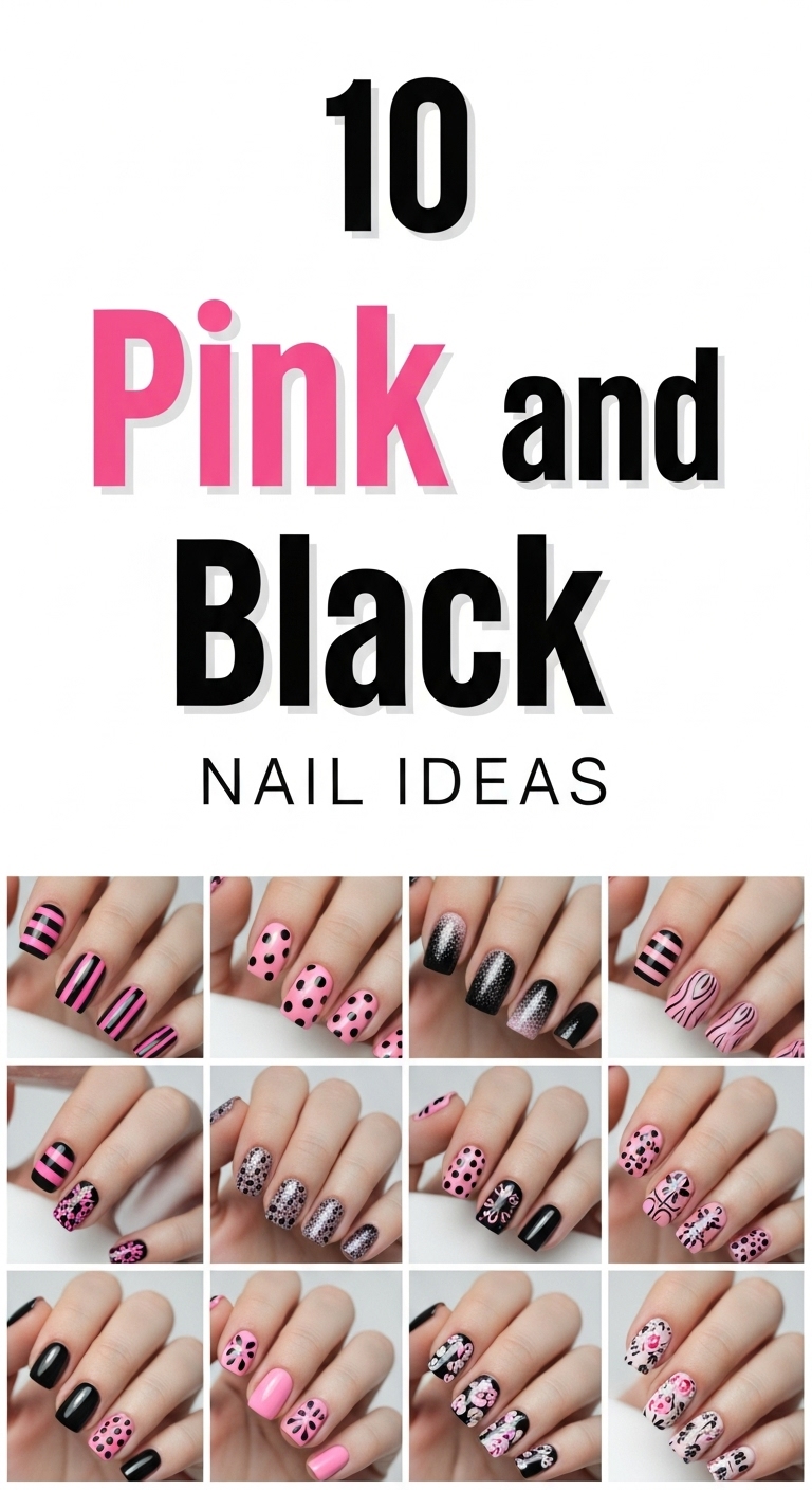 10 Pink and Black Nail Ideas