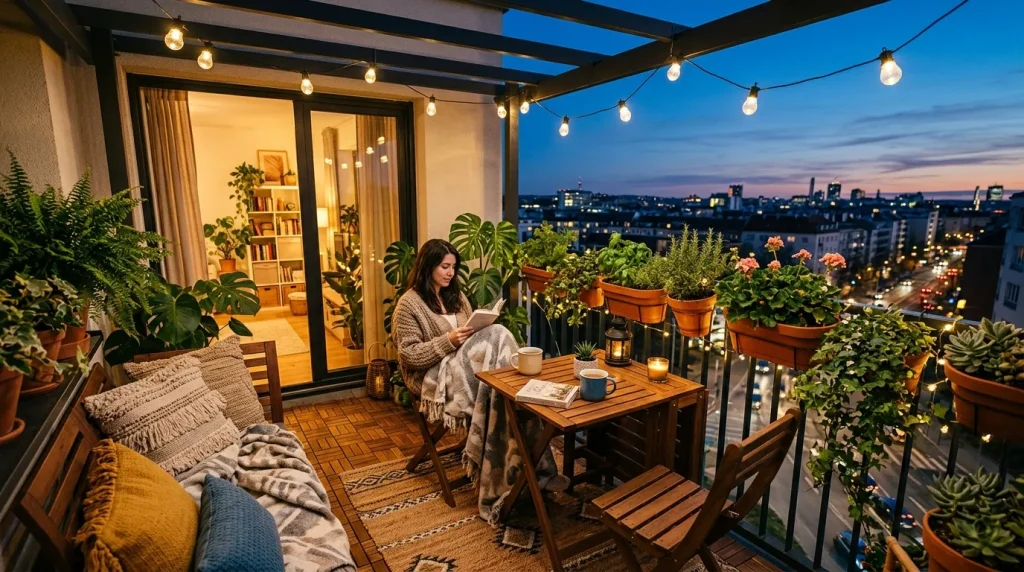 Interlocking Deck Tile Flooring and Layered Outdoor Rugs