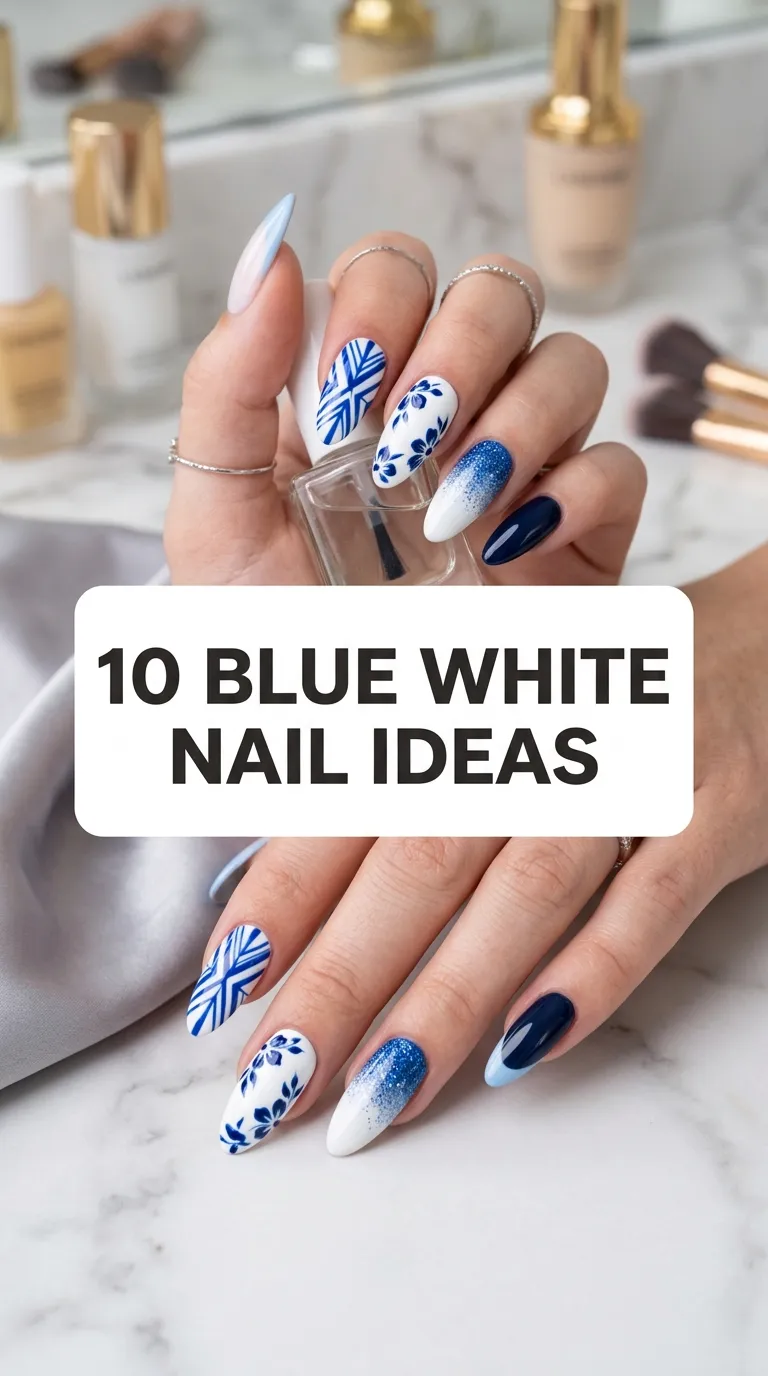 10 Blue White Nail Ideas