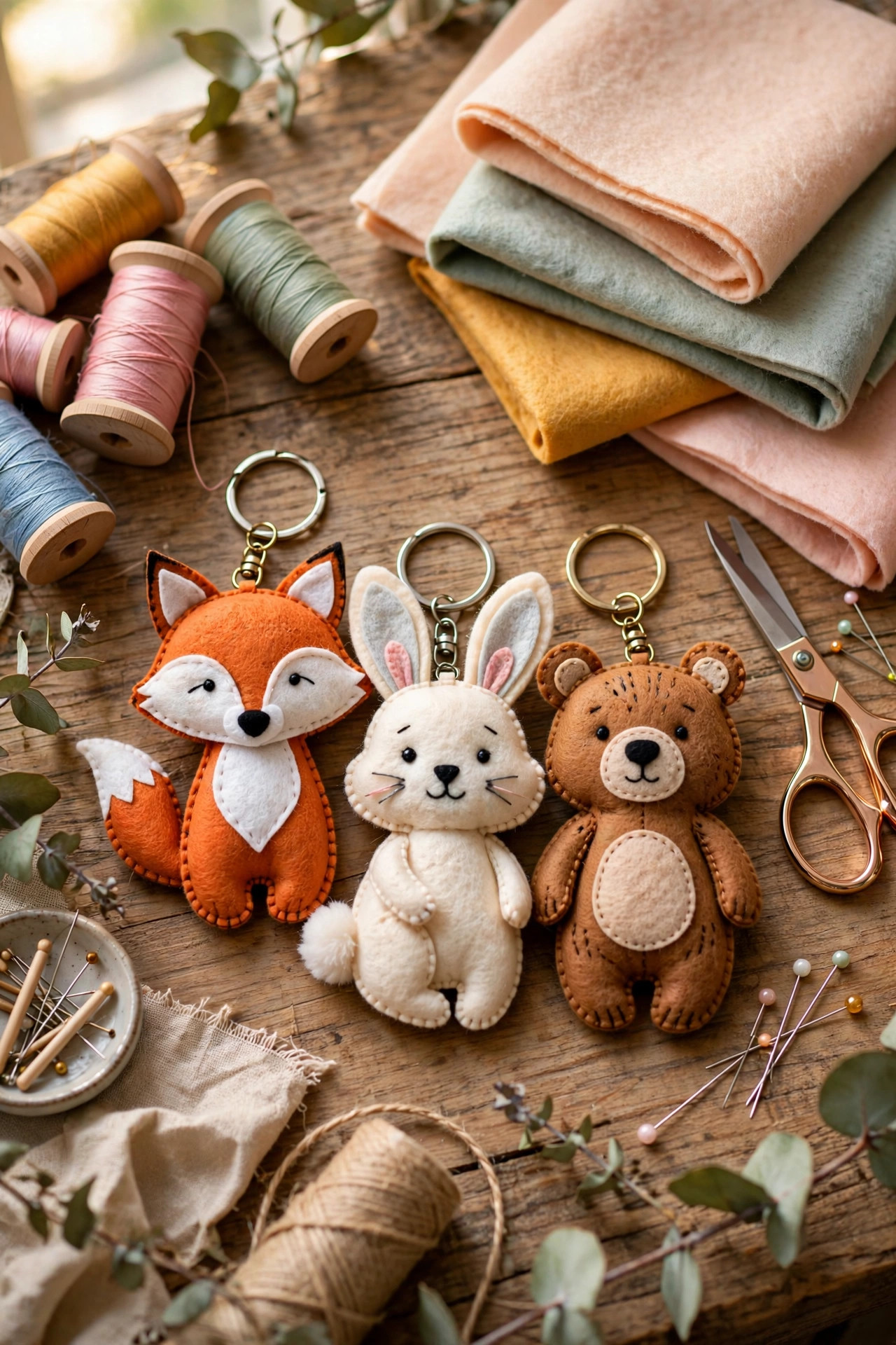 1. Felt Animal Keychains