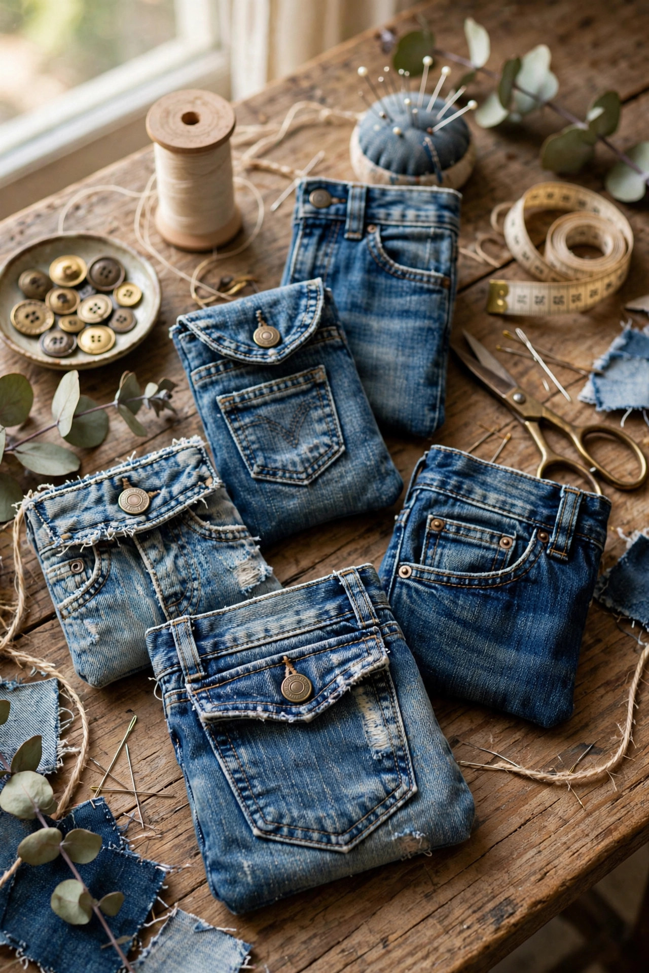 10. Upcycled Denim Pouches