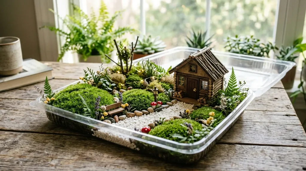 Mason jar moss terrarium