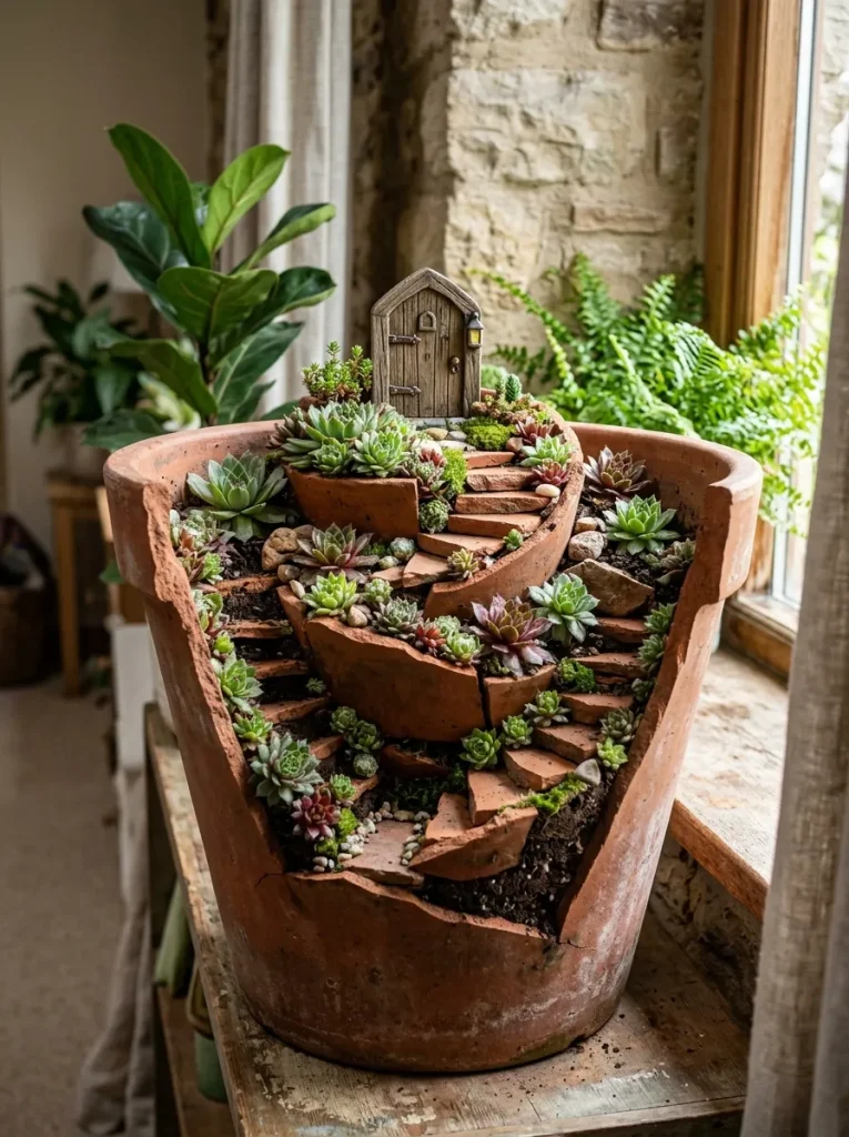 Vintage teacup gnome sanctuary