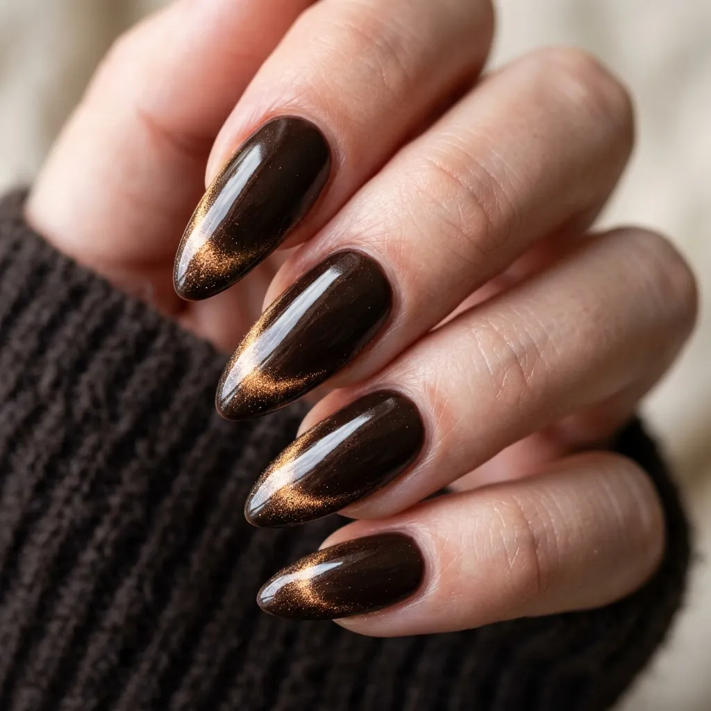 Coarsely knitted sweater accent almond nails