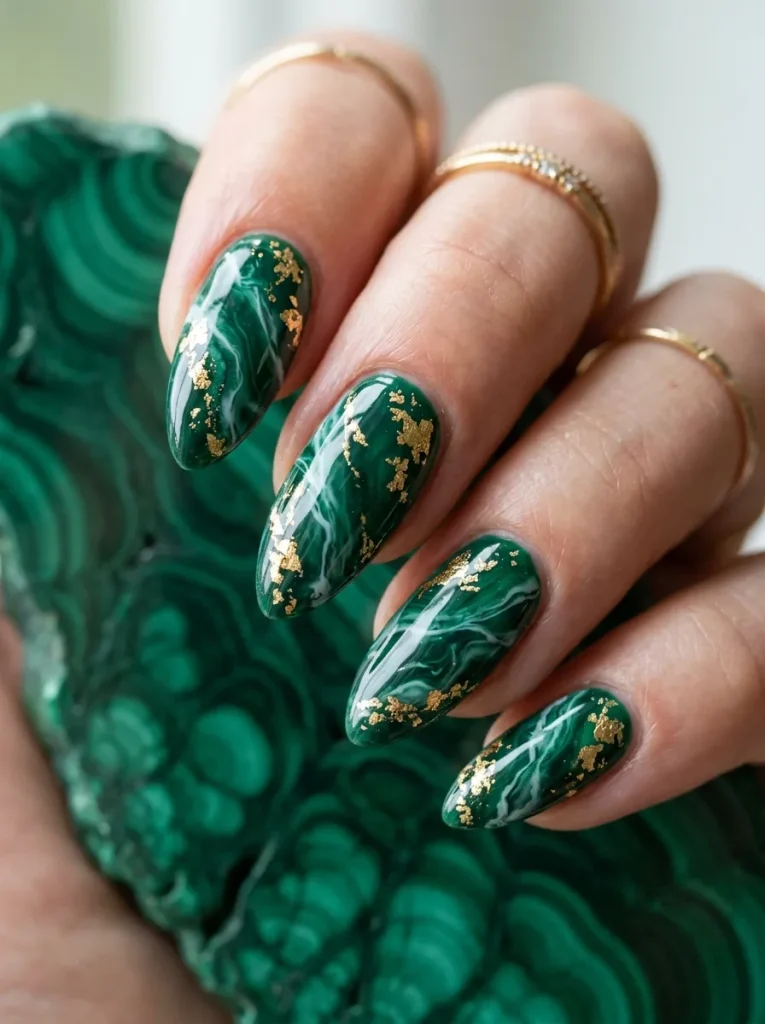 Northern lights aurora aura almond nails