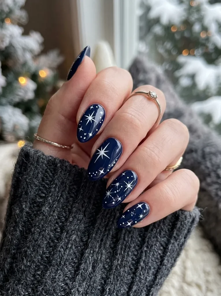 Powder blue and white chevron color block nails