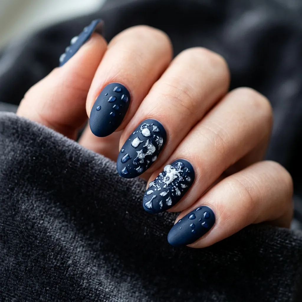 Translucent blue glass with white snowflake stamps