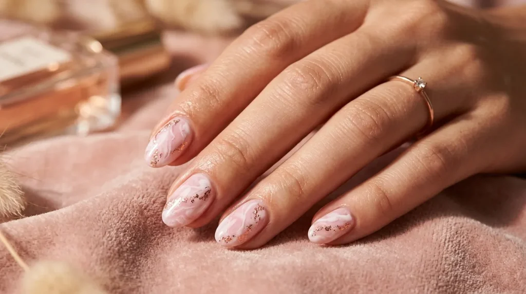 Sheer milky pink clean girl polish