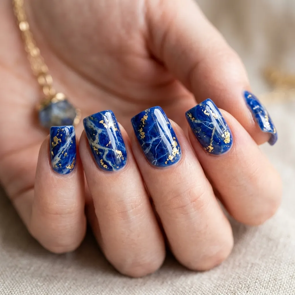 Royal blue glass jelly nails