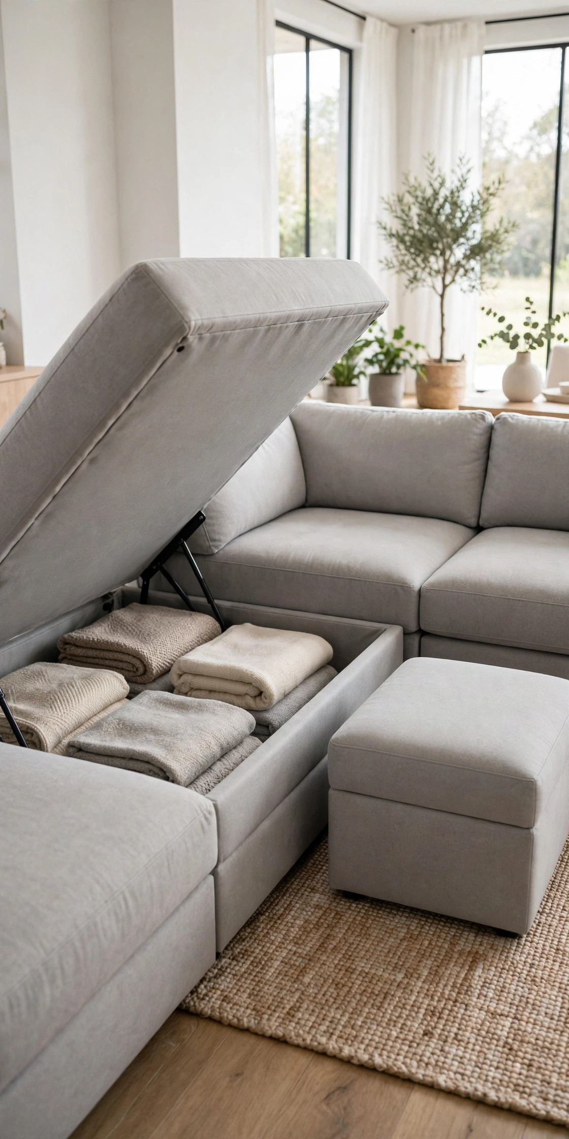9. L-Shape Sofa with Storage