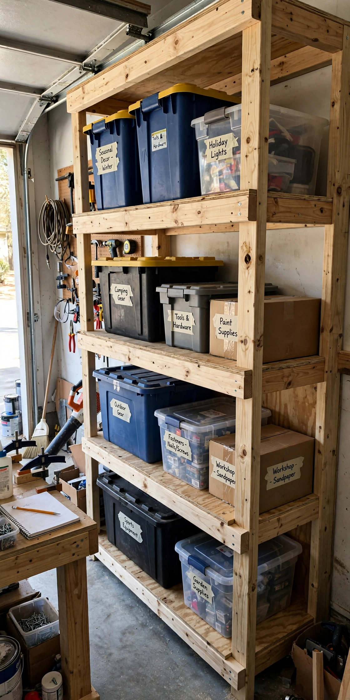 4. DIY Wooden Shelf System for Bulk Storage