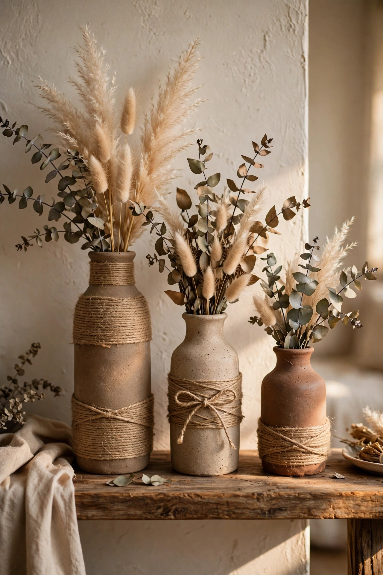 2. Wrapped Tube Vases for Dried Flowers
